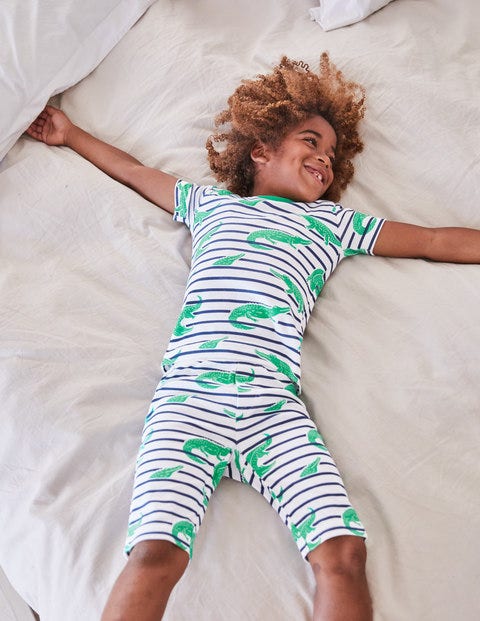 Glow-In-The-Dark Short Pajamas - Astro Green Croccodiles Glow-In-The-Dark Short Pajamas - Astro Green Croccodiles