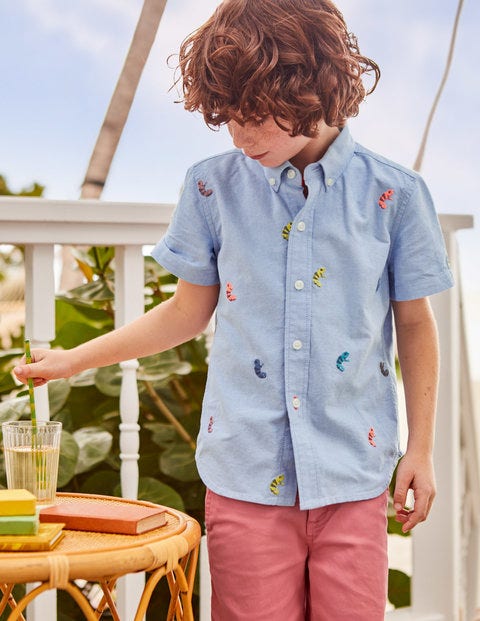 Fun Short-Sleeved Shirt - Chambray Tree Tops Fun Short-Sleeved Shirt - Chambray Tree Tops