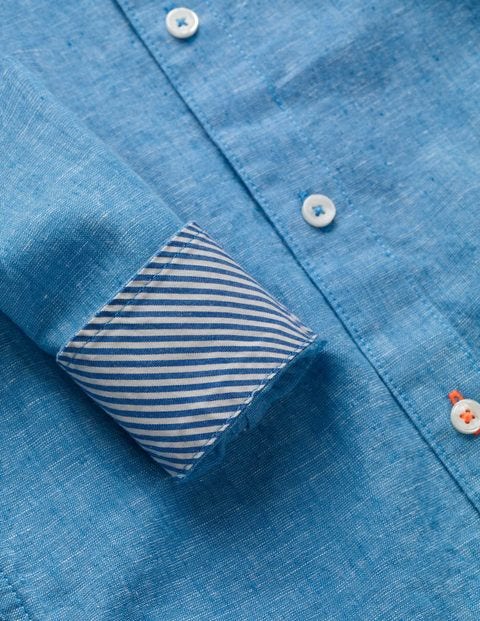 Grandad Collar Shirt - Blue Slub Grandad Collar Shirt - Blue Slub