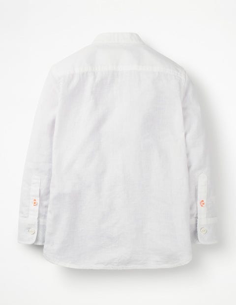 Grandad Collar Shirt - White Slub Grandad Collar Shirt - White Slub