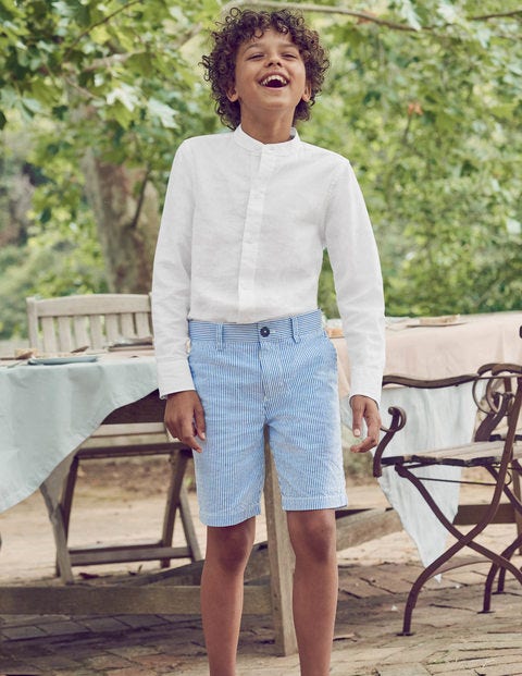 Grandad Collar Shirt - White Slub Grandad Collar Shirt - White Slub