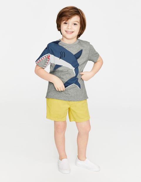 Originelles T-Shirt - Grau Meliert, Haifisch Originelles T-Shirt - Grau Meliert, Haifisch