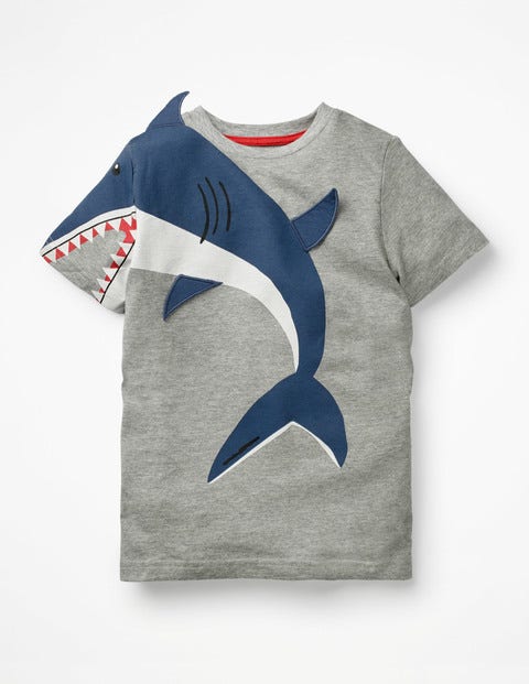 Originelles T-Shirt - Grau Meliert, Haifisch Originelles T-Shirt - Grau Meliert, Haifisch