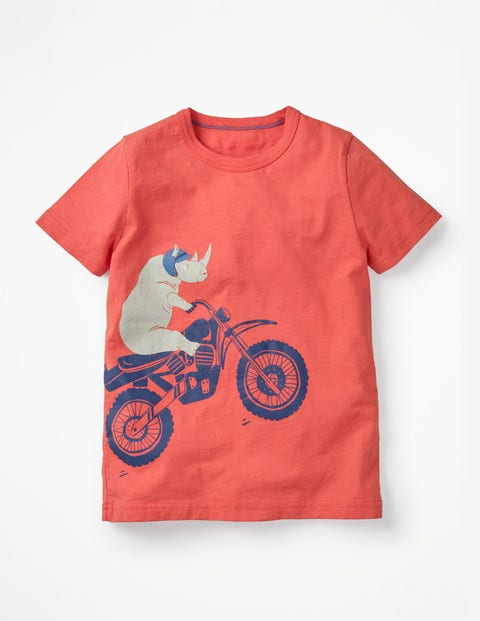 T-Shirt Mit Fahrzeugmotiv - Gebrannte Koralle, Nashorn T-Shirt Mit Fahrzeugmotiv - Gebrannte Koralle, Nashorn