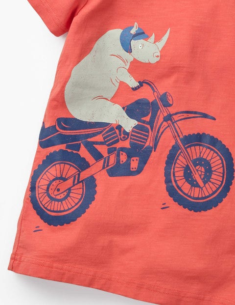 T-Shirt Mit Fahrzeugmotiv - Gebrannte Koralle, Nashorn T-Shirt Mit Fahrzeugmotiv - Gebrannte Koralle, Nashorn