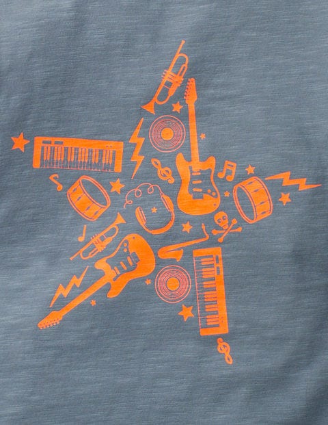 Printed Music T-Shirt - Tin Blue Star Printed Music T-Shirt - Tin Blue Star
