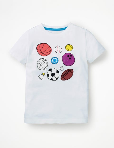 Sports T-Shirt - White Multi Balls Sports T-Shirt - White Multi Balls