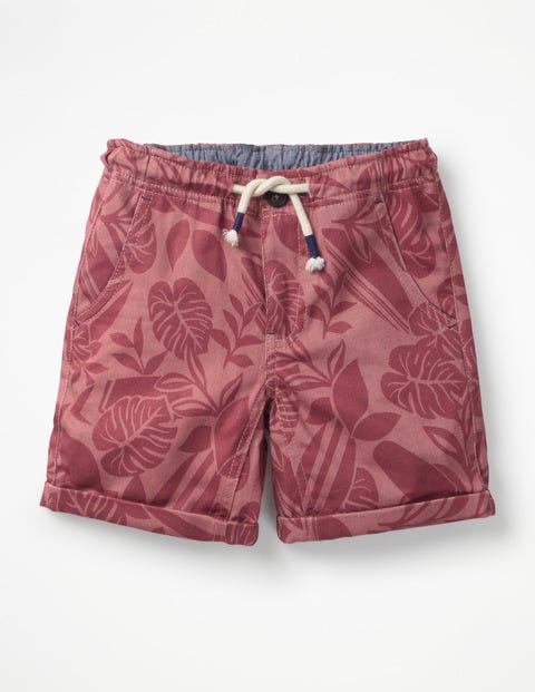 Roll-Up Shorts - Washed Red Palm Leaves Roll-Up Shorts - Washed Red Palm Leaves