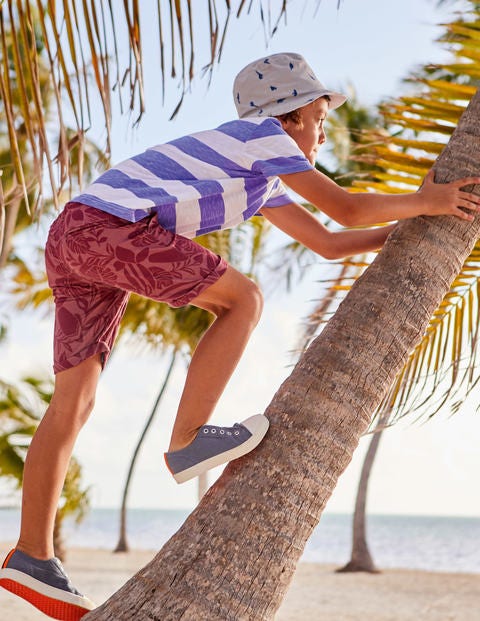 Roll-Up Shorts - Washed Red Palm Leaves Roll-Up Shorts - Washed Red Palm Leaves
