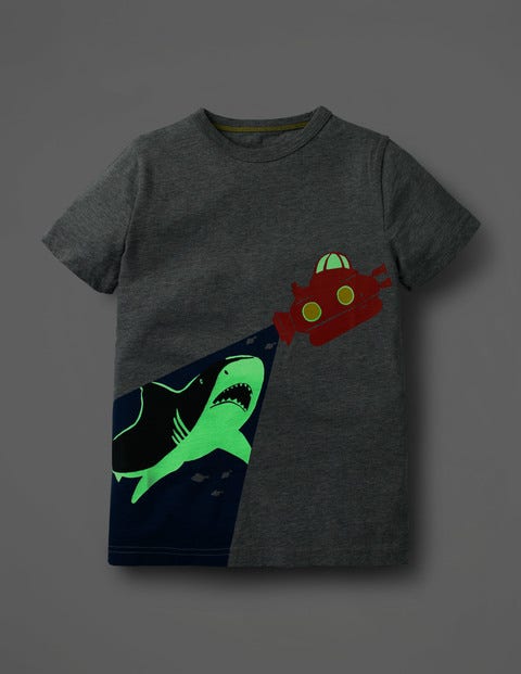 Glow-In-The-Dark Sea T-Shirt - Grey Marl Submarine Glow-In-The-Dark Sea T-Shirt - Grey Marl Submarine