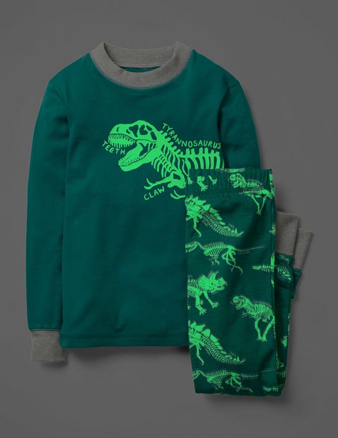 Glow-In-The-Dark Pyjamas - Highland Green Dinosaurs Glow-In-The-Dark Pyjamas - Highland Green Dinosaurs