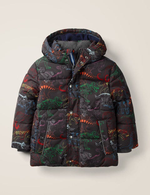 Water Resistant Padded Jacket - Charcoal Grey Dinosaurs Water Resistant Padded Jacket - Charcoal Grey Dinosaurs