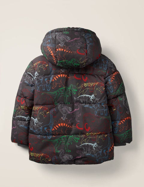Water Resistant Padded Jacket - Charcoal Grey Dinosaurs Water Resistant Padded Jacket - Charcoal Grey Dinosaurs