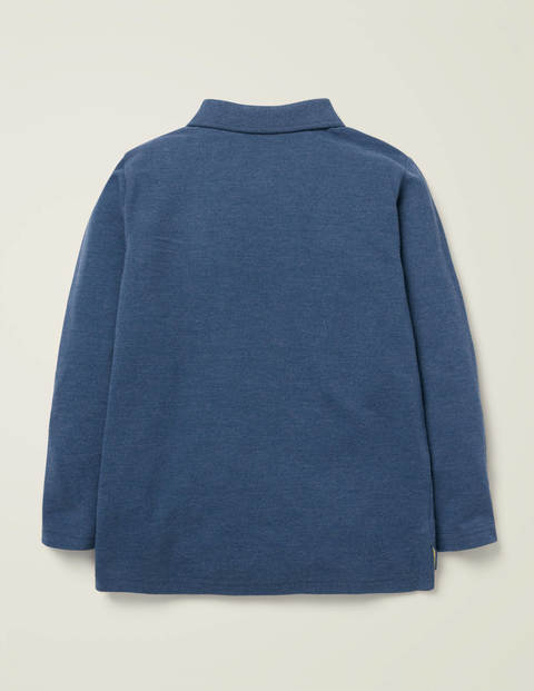 Long-Sleeved Embroidered Polo - Duke Blue Marl Long-Sleeved Embroidered Polo - Duke Blue Marl
