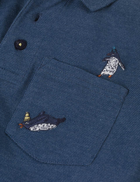 Long-Sleeved Embroidered Polo - Duke Blue Marl Long-Sleeved Embroidered Polo - Duke Blue Marl