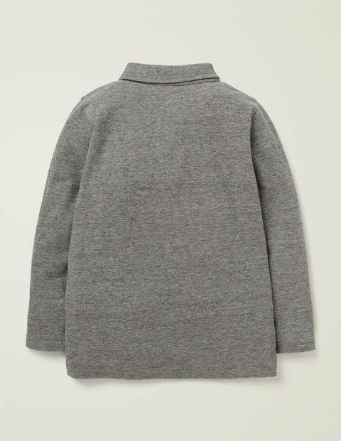 Long-Sleeved Embroidered Polo - Mid Grey Marl Long-Sleeved Embroidered Polo - Mid Grey Marl