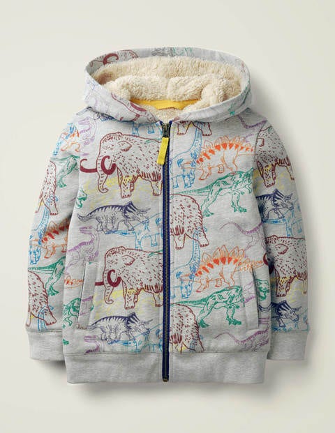 Shaggy-Lined Zip-Up Hoodie - Mid Grey Jaspe Prehistoric Shaggy-Lined Zip-Up Hoodie - Mid Grey Jaspe Prehistoric
