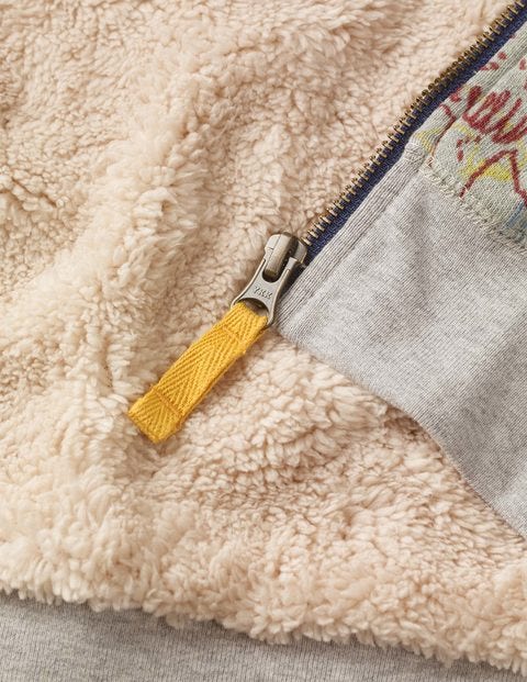 Shaggy-Lined Zip-Up Hoodie - Mid Grey Jaspe Prehistoric Shaggy-Lined Zip-Up Hoodie - Mid Grey Jaspe Prehistoric