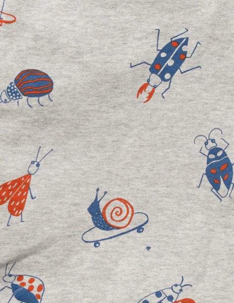Sweatshirt Mit Fröhlichem Muster - Grau Meliert, Skatende Käfer Sweatshirt Mit Fröhlichem Muster - Grau Meliert, Skatende Käfer