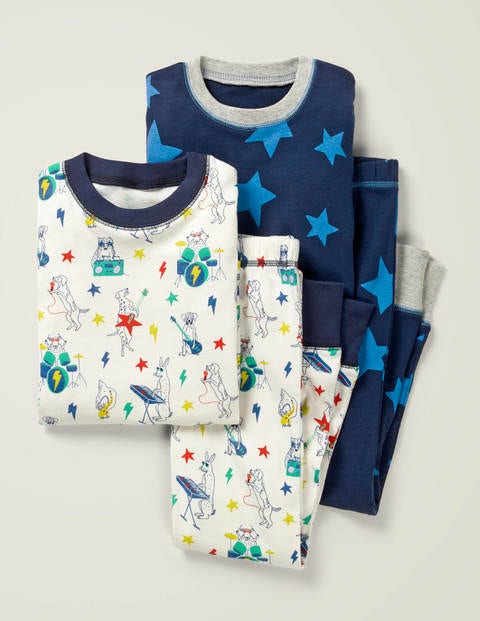 Twin Pack Long Pyjamas - Ivory Music Animals Twin Pack Long Pyjamas - Ivory Music Animals