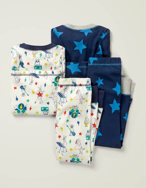 Twin Pack Long Pyjamas - Ivory Music Animals Twin Pack Long Pyjamas - Ivory Music Animals