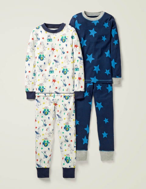 Twin Pack Long Pyjamas - Ivory Music Animals Twin Pack Long Pyjamas - Ivory Music Animals