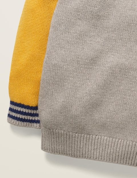 Pullover Mit Rundhalsausschnitt Und Blockfarben - Grau Meliert/Gelb Pullover Mit Rundhalsausschnitt Und Blockfarben - Grau Meliert/Gelb