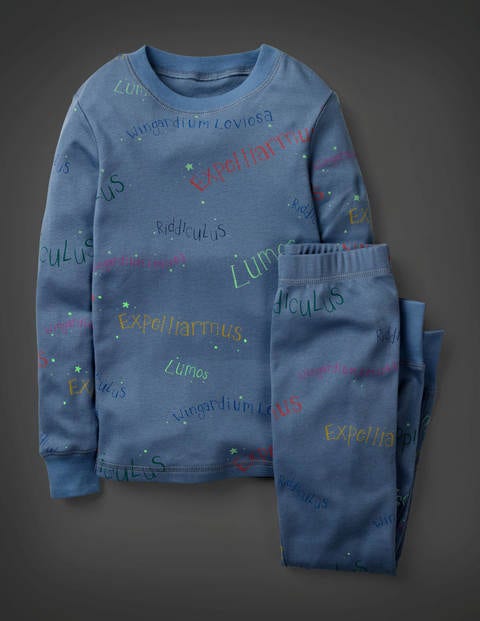 Lumos Glow-In-The-Dark Pyjamas - Patronus Blue Magic Spells Lumos Glow-In-The-Dark Pyjamas - Patronus Blue Magic Spells