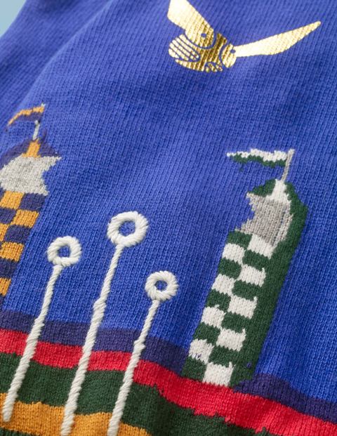 Pull à motif match de Quidditch - Bleu duc Pull à motif match de Quidditch - Bleu duc