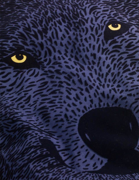 Texturiertes T-Shirt Mit Wolfmotiv - Nachtblau, Wolf Texturiertes T-Shirt Mit Wolfmotiv - Nachtblau, Wolf
