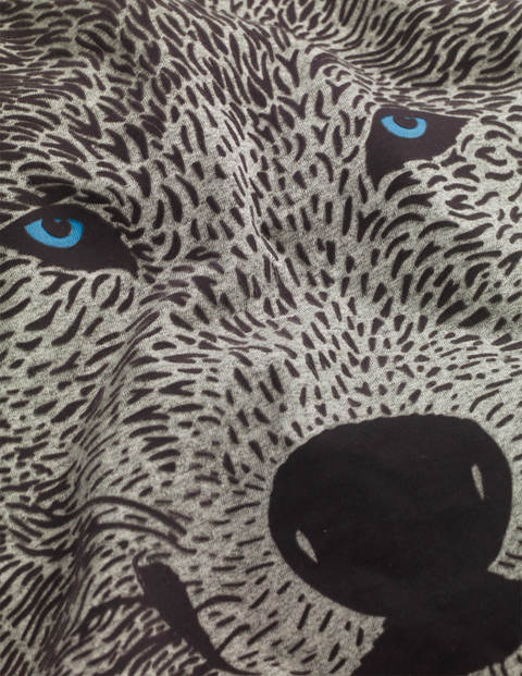 T-Shirt Texturé Motif Loup - Loup gris chiné T-Shirt Texturé Motif Loup - Loup gris chiné