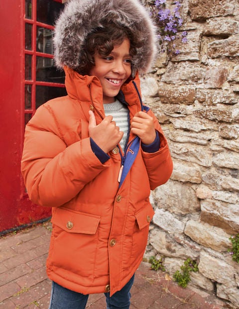 Water Resistant Puffer Parka - Autumn Maple Orange Water Resistant Puffer Parka - Autumn Maple Orange