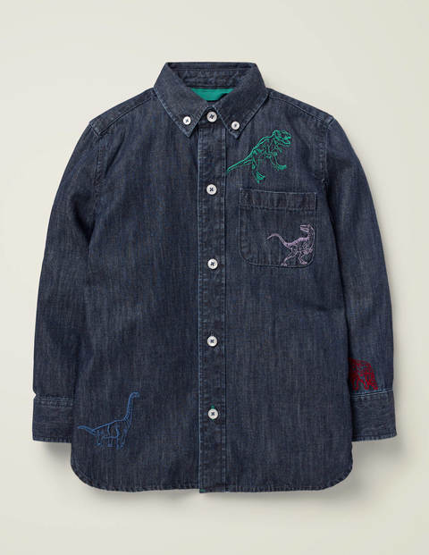 Embroidered Dinosaur Shirt - Dark Denim Embroidered Dinosaur Shirt - Dark Denim