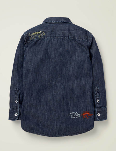 Embroidered Dinosaur Shirt - Dark Denim Embroidered Dinosaur Shirt - Dark Denim