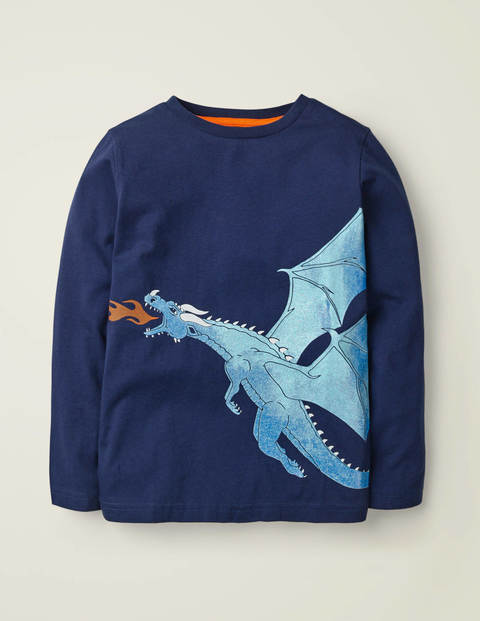 T-Shirt Brillant Motif Créature - Dragon bleu universitaire T-Shirt Brillant Motif Créature - Dragon bleu universitaire