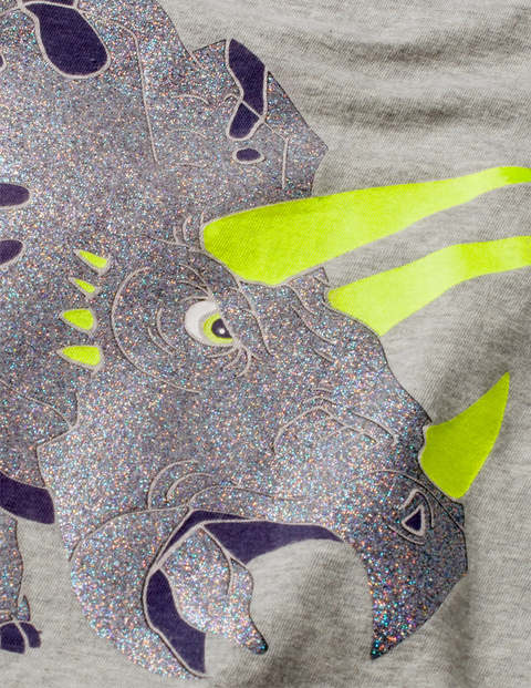 T-Shirt Brillant Motif Créature - Tricératops gris chiné T-Shirt Brillant Motif Créature - Tricératops gris chiné