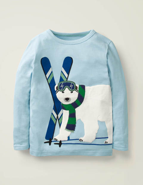 T-Shirt Mit Strukturierter Applikation - Wolkenblau, Eisbär T-Shirt Mit Strukturierter Applikation - Wolkenblau, Eisbär