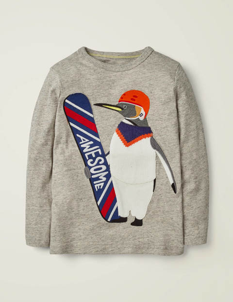 Textured Appliqué T-Shirt - Grey Marl Penguin Textured Appliqué T-Shirt - Grey Marl Penguin