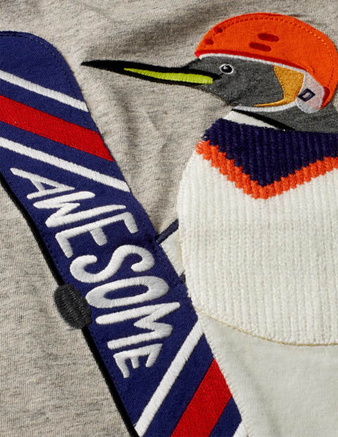 Textured Appliqué T-Shirt - Grey Marl Penguin Textured Appliqué T-Shirt - Grey Marl Penguin