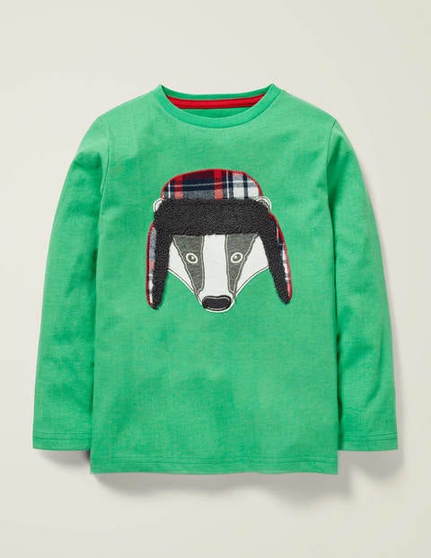 Appliqué Animal T-Shirt - Highland Green Badger Appliqué Animal T-Shirt - Highland Green Badger