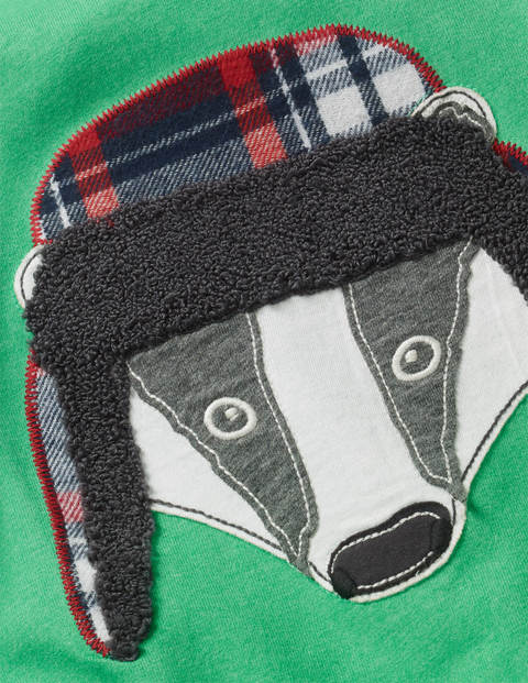 Appliqué Animal T-Shirt - Highland Green Badger Appliqué Animal T-Shirt - Highland Green Badger