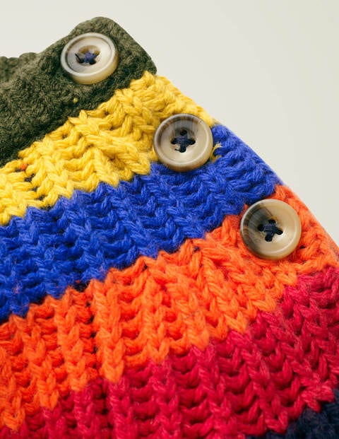 Button Neck Crew Jumper - College Blue/Rainbow Button Neck Crew Jumper - College Blue/Rainbow