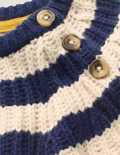 Button Neck Crew Sweater - Ecru/Navy Button Neck Crew Sweater - Ecru/Navy