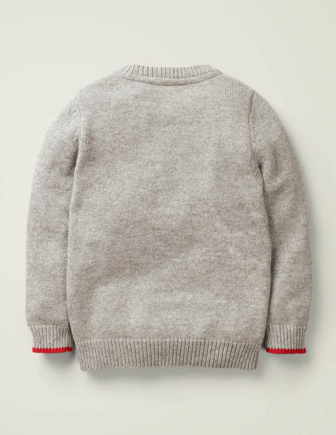Pull Col Rond Motif Monstre - Monstres gris chiné Pull Col Rond Motif Monstre - Monstres gris chiné