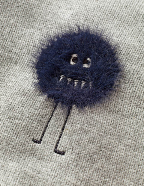 Pull Col Rond Motif Monstre - Monstres gris chiné Pull Col Rond Motif Monstre - Monstres gris chiné