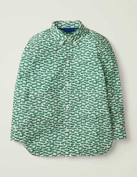 Laundered Printed Shirt - Linden Green Car Chase