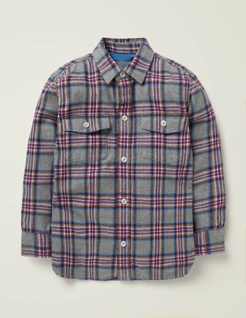 Brushed Check Shirt - Grey Marl/Blackcurrant Purple Brushed Check Shirt - Grey Marl/Blackcurrant Purple