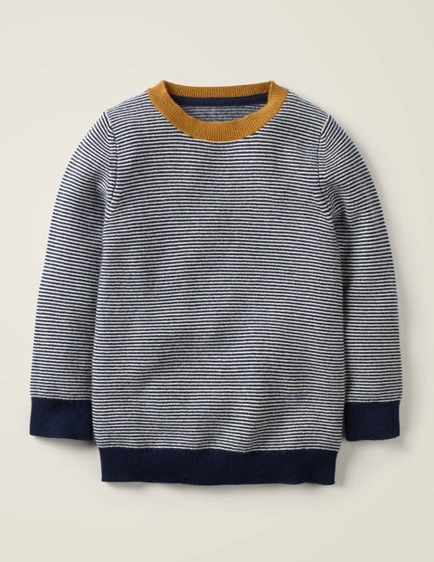 Cashmere Crew Sweater - College Blue/Ivory Cashmere Crew Sweater - College Blue/Ivory