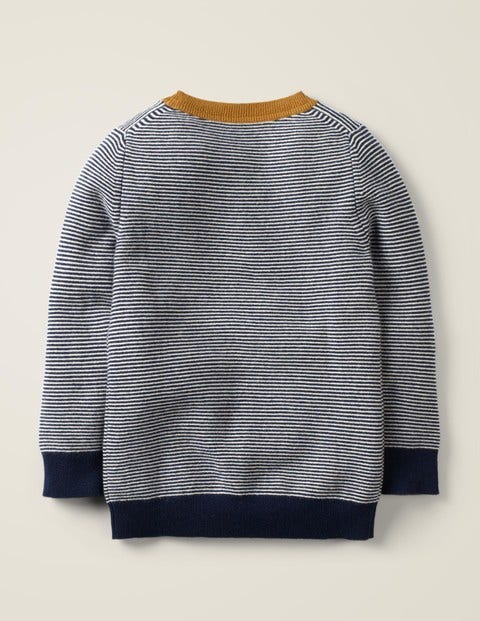 Cashmere Crew Sweater - College Blue/Ivory Cashmere Crew Sweater - College Blue/Ivory
