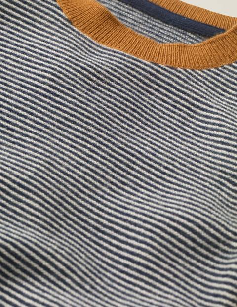 Cashmere Crew Sweater - College Blue/Ivory Cashmere Crew Sweater - College Blue/Ivory